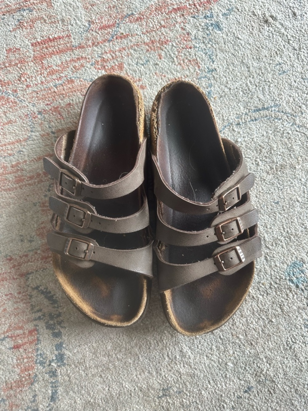 Birkenstock Brown Triple-Strap Leather Sandals